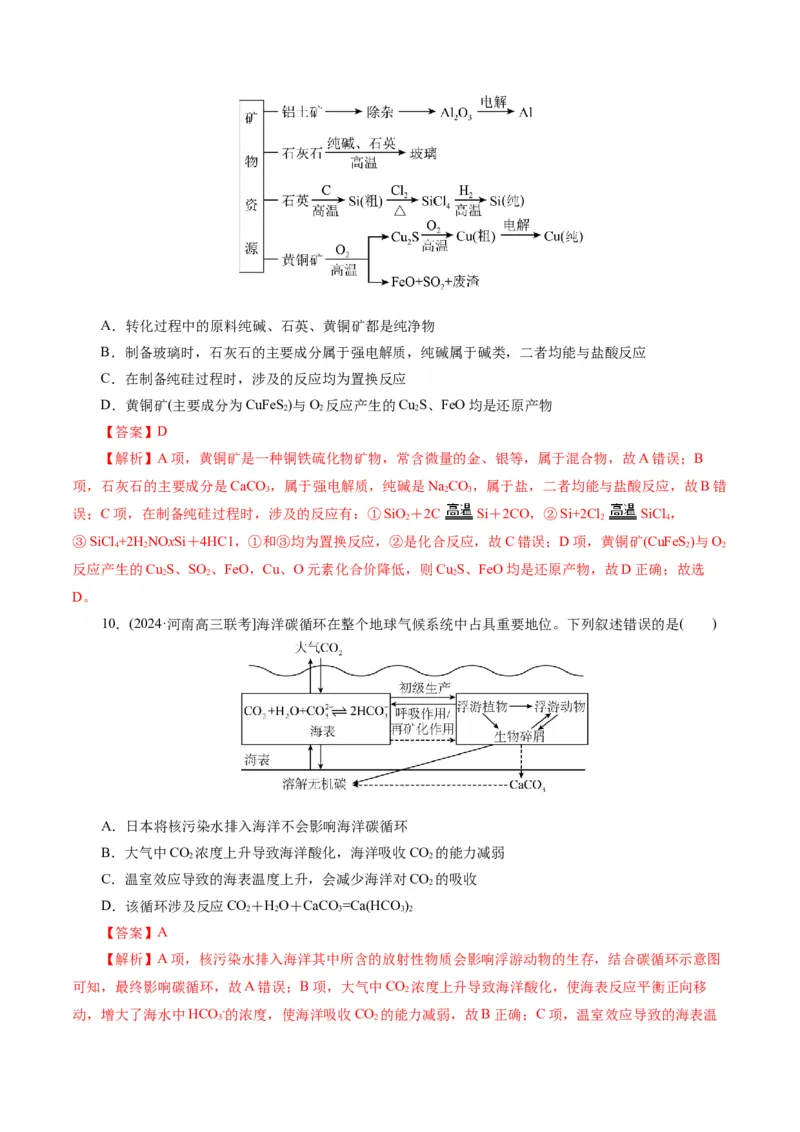 专题01化学物质及其变化（练习）（解析版）_05高考化学_2024年新高考资料_2.2024二轮复习_2024年高考化学二轮复习讲练测（新教材新高考）