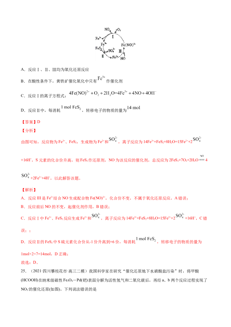 专题04氧化还原反应-2021年高考真题和模拟题化学分项汇编（解析版）_05高考化学_新高考复习资料_2022年新高考资料_2021年高考真题和模拟题化学分项汇编（全国通用）