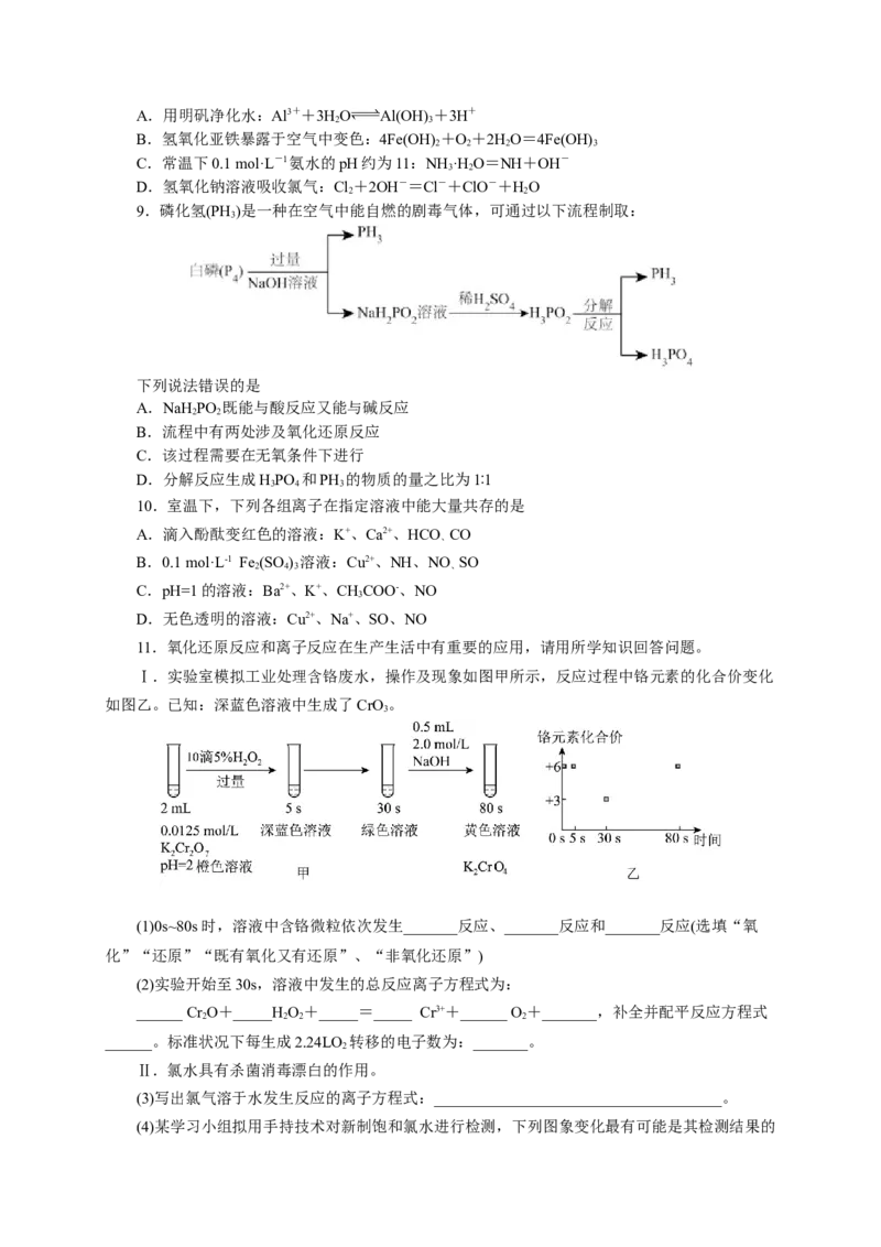 2024届高考化学一轮复习限时训练：《化学物质及其变化》专题15(学生版)_05高考化学_2024年新高考资料_3.2024专项复习_2024届高考化学一轮复习限时训练