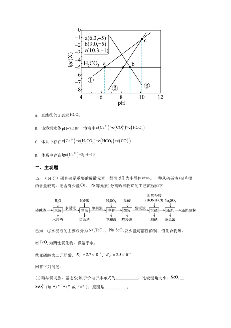 专练09十四道选择题+主观流程题-备战2024年高考化学考前手感保温训练（新高考卷）（原卷版）_05高考化学_2024年新高考资料_5.2024三轮冲刺_备战2024年高考化学考前手感保温训练（新高考卷