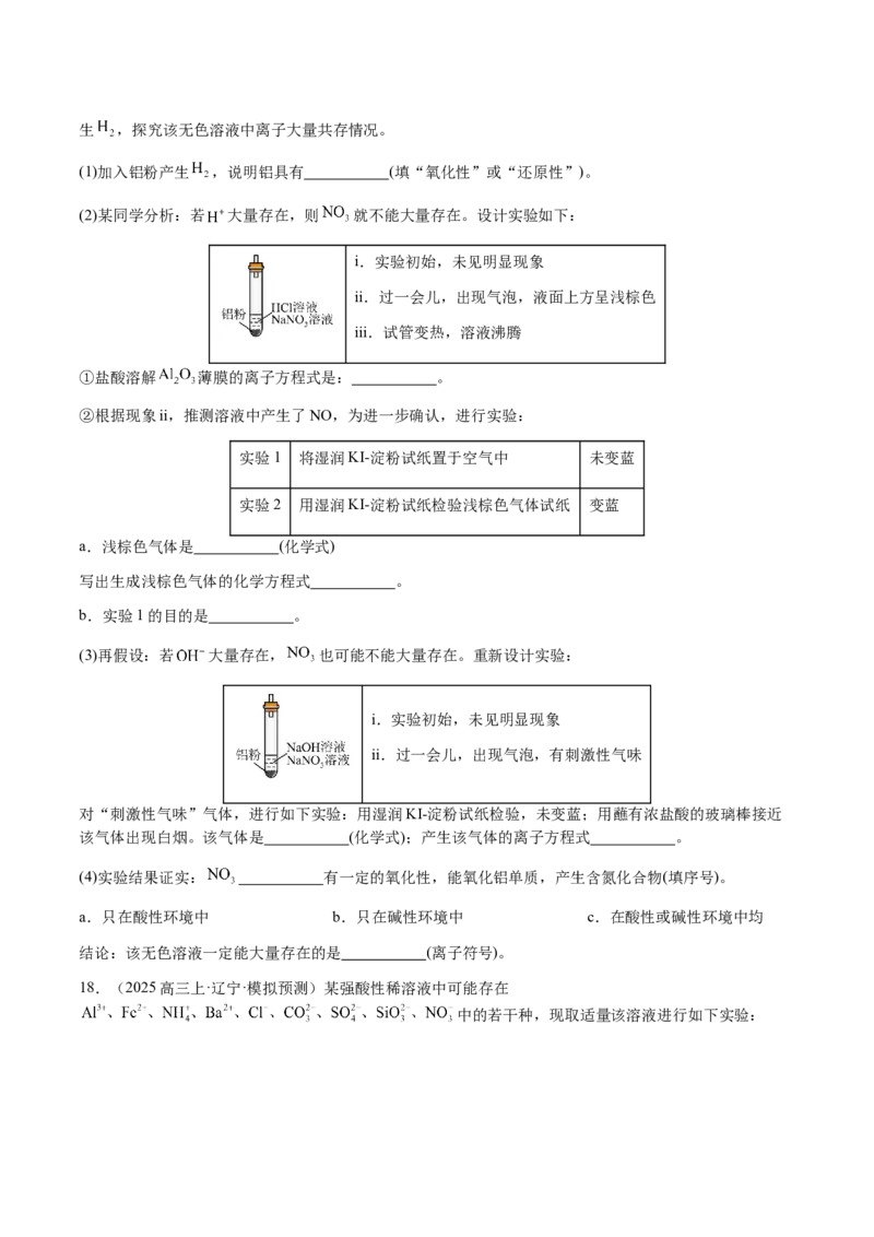 专题03离子共存、离子检验和推断（原卷版）-备战2025年高考化学二轮&middot;突破提升专题复习讲义（新高考通用）_05高考化学_2025年新高考资料_二轮复习