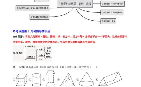 专题14几何图形与线段、射线、直线-原卷版_初中数学人教版_7上-初中数学人教版_7上-初中数学人教版（旧版）赠送_07专项讲练