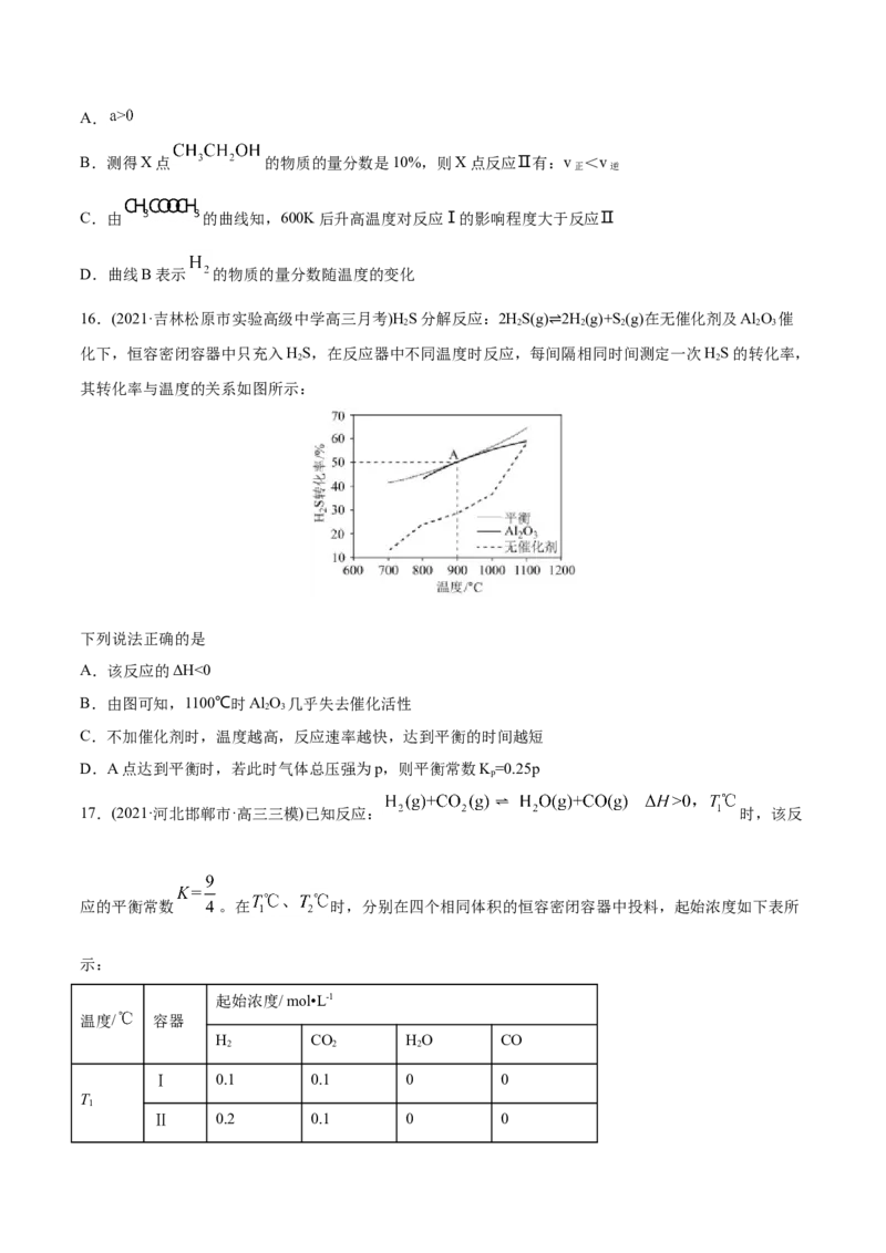 专题09反应速率、化学平衡-2021年高考化学真题与模拟题分类训练（学生版）_05高考化学_新高考复习资料_2023年新高考资料_一轮复习_2023年新高考大一轮复习讲义