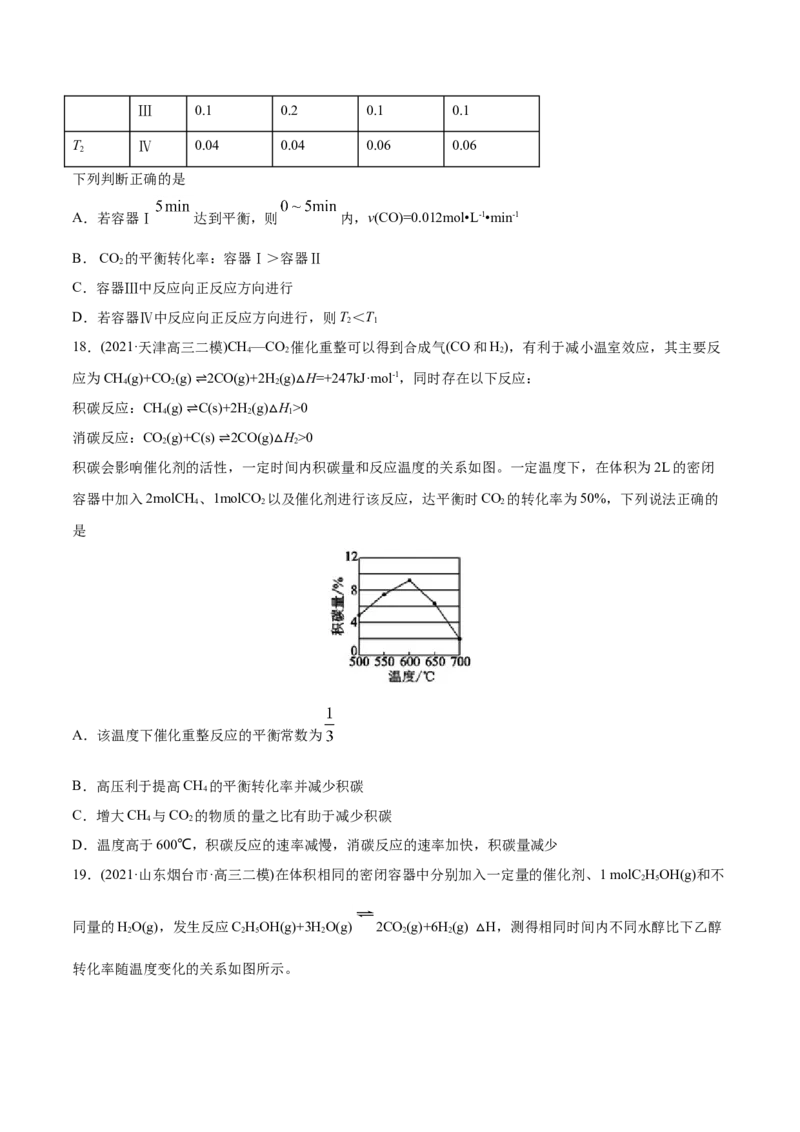 专题09反应速率、化学平衡-2021年高考化学真题与模拟题分类训练（学生版）_05高考化学_新高考复习资料_2023年新高考资料_一轮复习_2023年新高考大一轮复习讲义