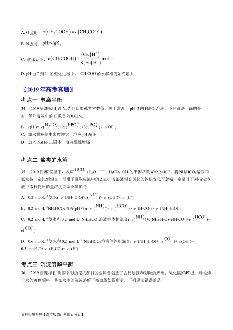 专题10水溶液中的离子反应与平衡-学易金卷：五年（2019-2023）高考化学真题分项汇编（全国通用）（原卷版）_05高考化学_通用版（老高考）复习资料_2024年复习资料