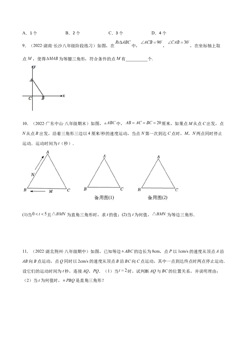 专题13.1等腰（直角）三角形中的分类讨论问题专项讲练（原卷版）_初中数学人教版_8上-初中数学人教版_旧版_06习题试卷_6期中期末复习专题
