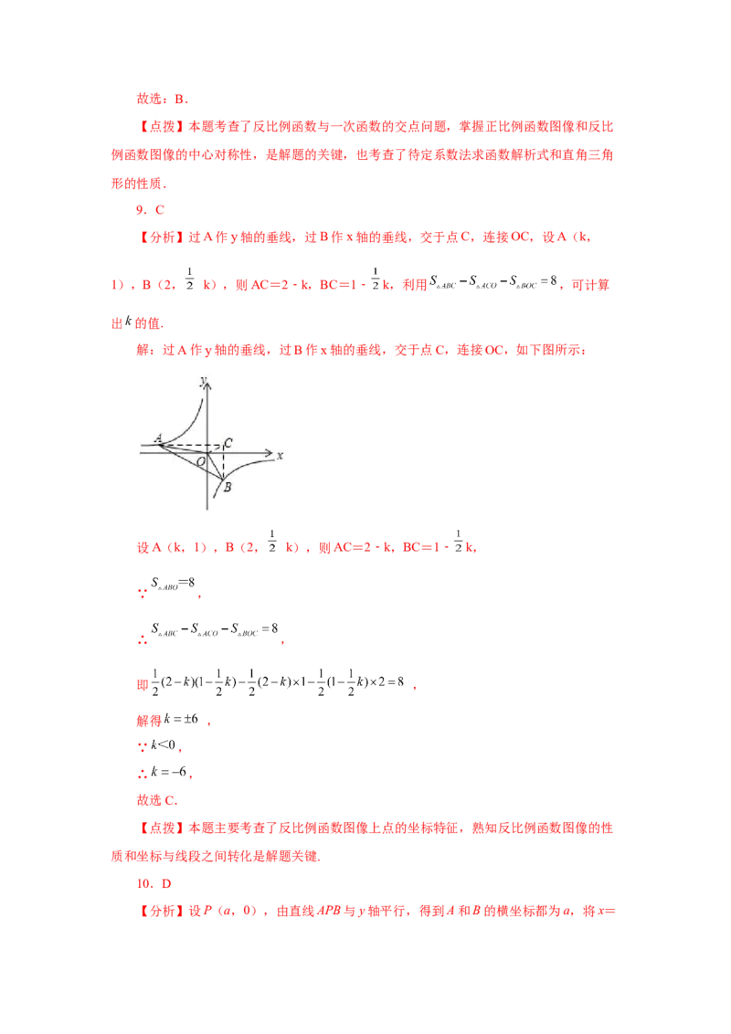 专题26.24反比例函数几何模型（专项练习）-2022-2023学年九年级数学下册基础知识专项讲练（人教版）_初中数学人教版_9下-初中数学人教版_07专项讲练