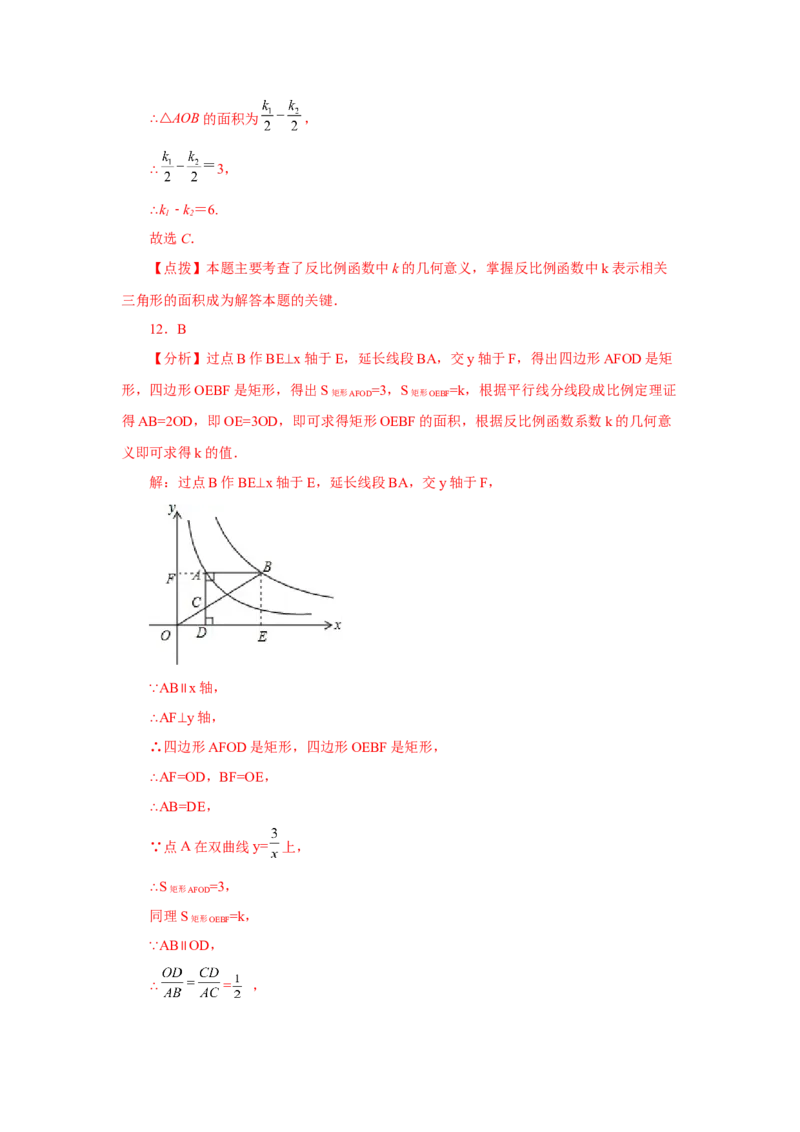 专题26.24反比例函数几何模型（专项练习）-2022-2023学年九年级数学下册基础知识专项讲练（人教版）_初中数学人教版_9下-初中数学人教版_07专项讲练