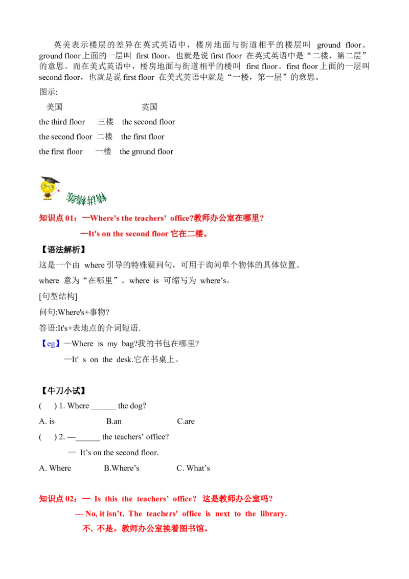 Unit1Myschool（知识清单）-（人教PEP版）学生版_2026春人教四下_29赠送其它资料_旧版四下资料包_知识总结