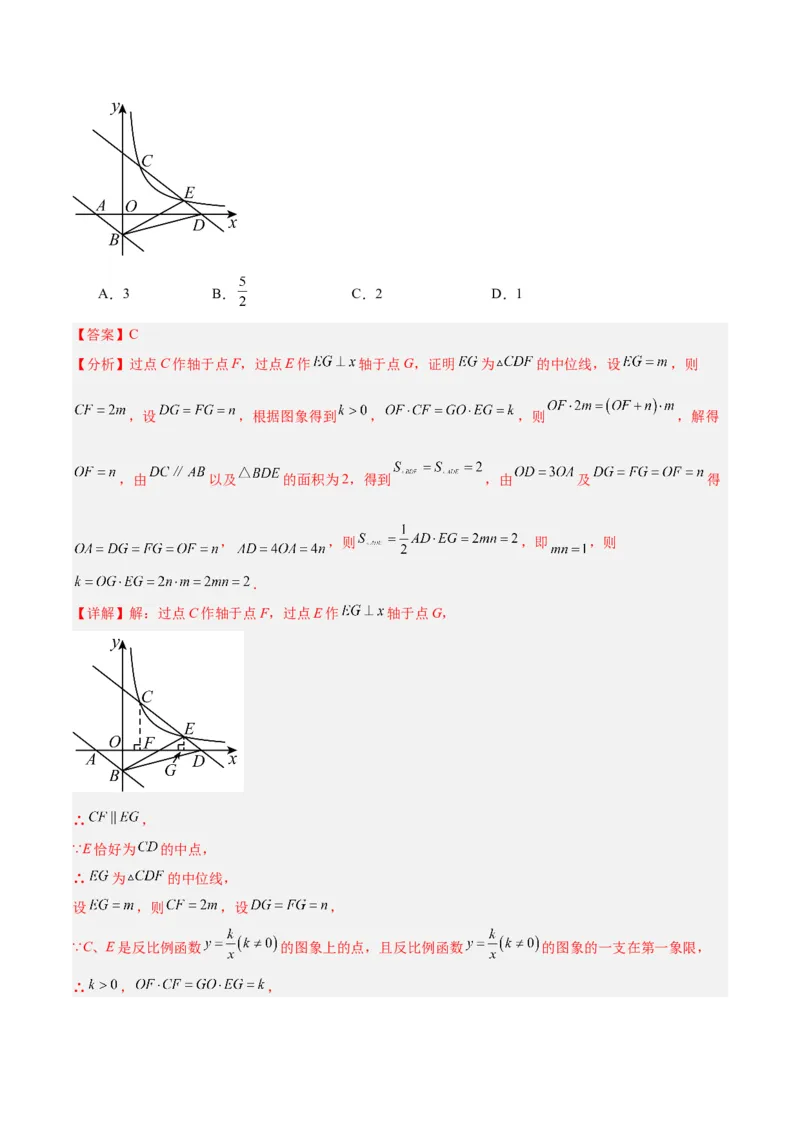 专题04反比例函数k值意义重难点题型专训（解析版）_初中数学人教版_9下-初中数学人教版_07专项讲练_2023-2024学年九年级数学全册重难点专题提升精讲精练（人教版）_九年级下册