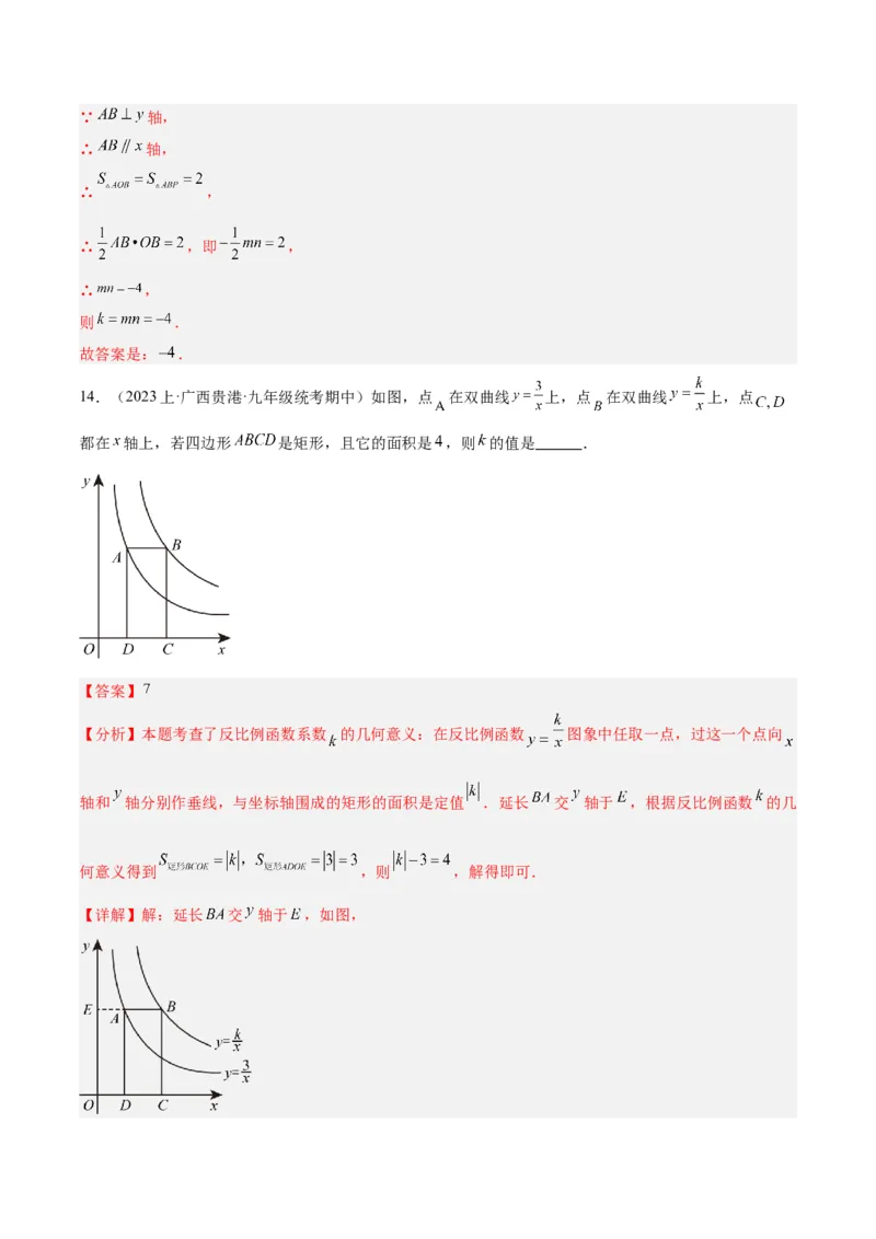 专题04反比例函数k值意义重难点题型专训（解析版）_初中数学人教版_9下-初中数学人教版_07专项讲练_2023-2024学年九年级数学全册重难点专题提升精讲精练（人教版）_九年级下册