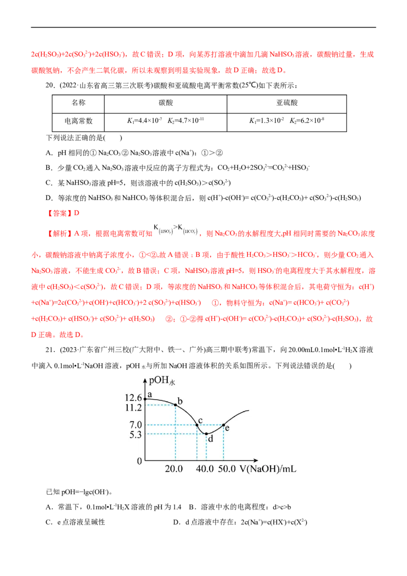 专题11水溶液中离子反应（测）（解析版）_05高考化学_通用版（老高考）复习资料_2023年复习资料_二轮复习_2023年高考化学二轮复习讲练测（全国通用）