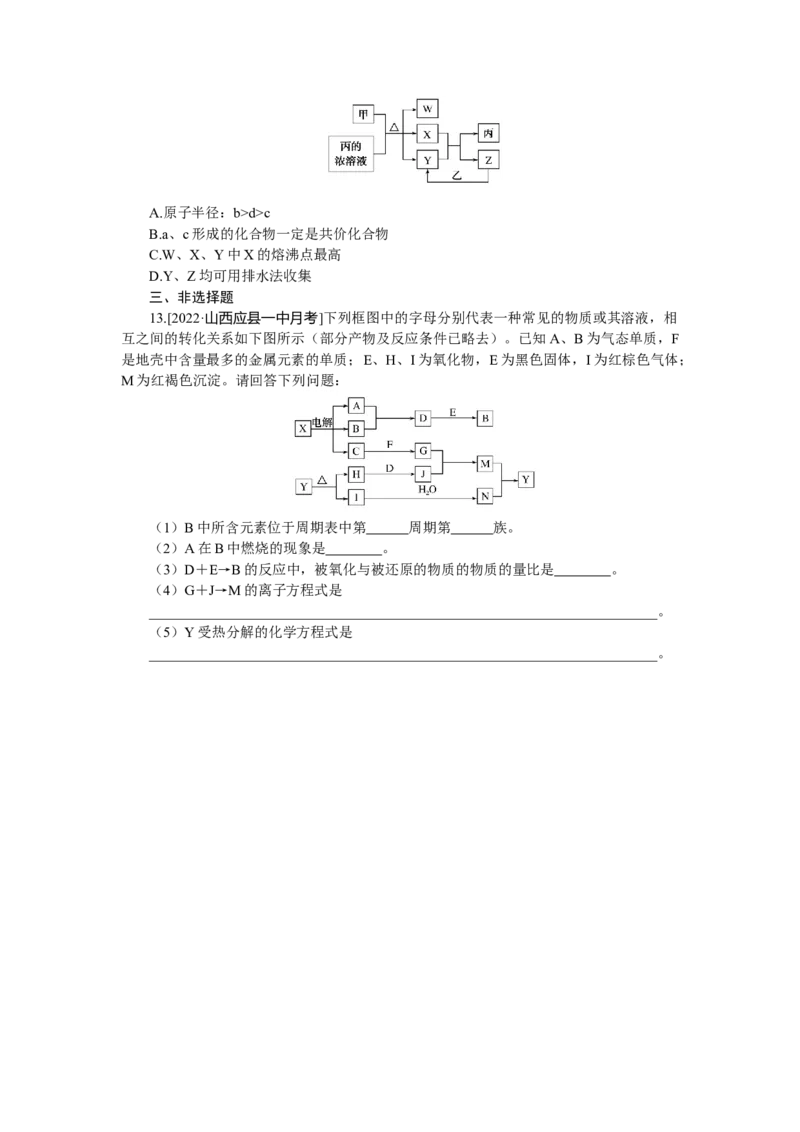 专练26　元素位－构－性综合推断_05高考化学_新高考复习资料_2023年新高考资料_专项复习_2023《微专题&middot;小练习》&middot;化学&middot;新教材&middot;XL-6