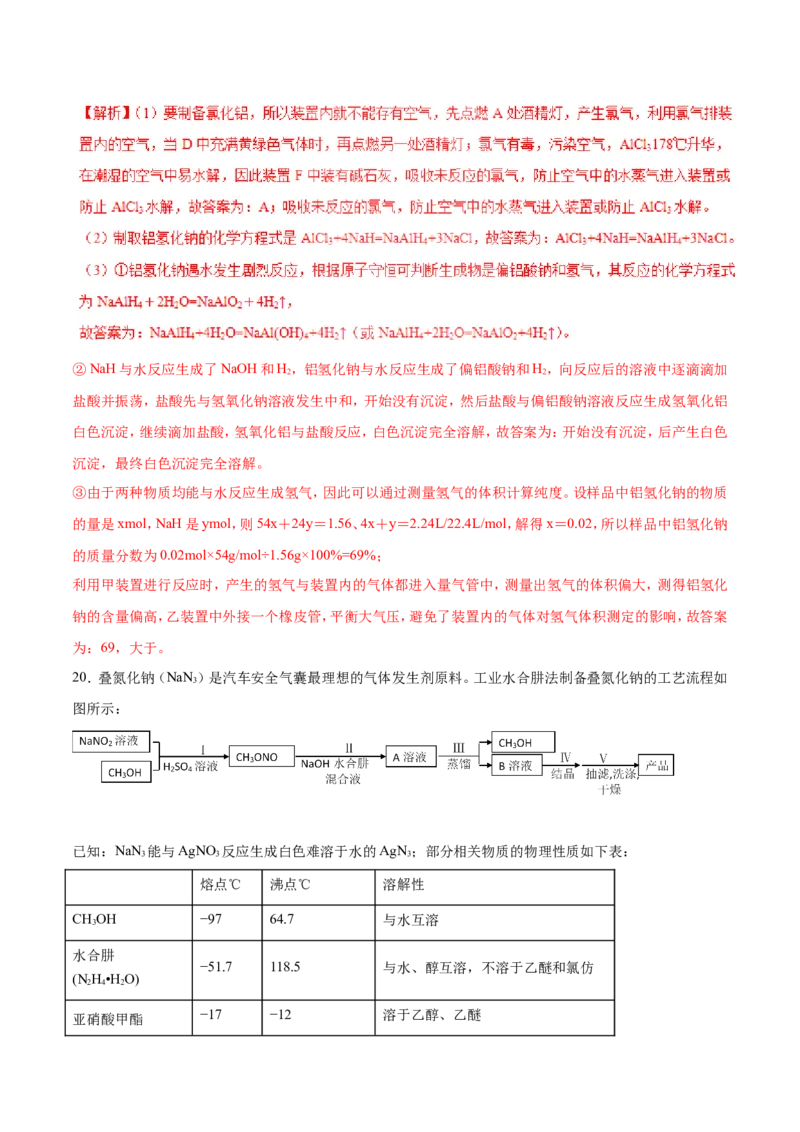 专题16物质制备实验综合-2019年高考化学易错题汇总（解析版）_05高考化学_新高考复习资料_2022年新高考资料_2022年一轮复习各版本_1.高考化学2022年一轮复习通用版