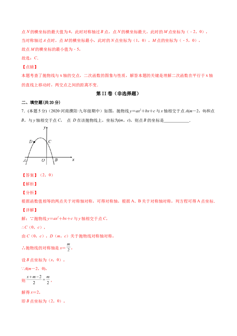 专题07二次函数与一元二次方程和不等式（课后小练）-解析版_初中数学人教版_9上-初中数学人教版_07专项讲练_一题三变系列九年级数学上册重要考点题型精讲精练(人教版)