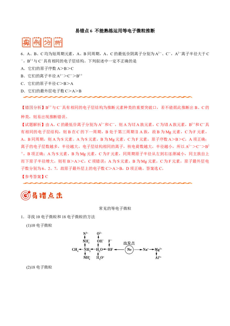 专题04物质结构和元素周期律&mdash;&mdash;备战2021年高考化学纠错笔记（学生版）_05高考化学_新高考复习资料_2023年新高考资料_一轮复习_2023年新高考大一轮复习讲义