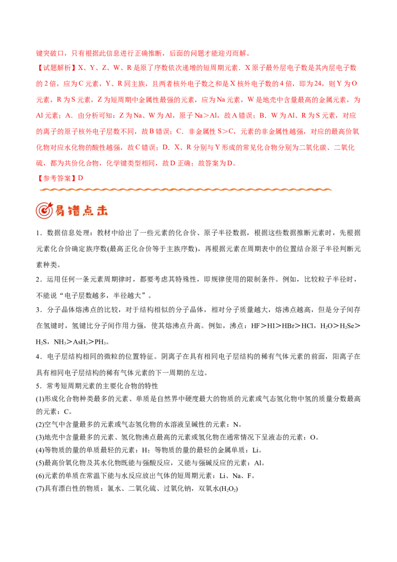 专题04物质结构和元素周期律&mdash;&mdash;备战2021年高考化学纠错笔记（学生版）_05高考化学_新高考复习资料_2023年新高考资料_一轮复习_2023年新高考大一轮复习讲义