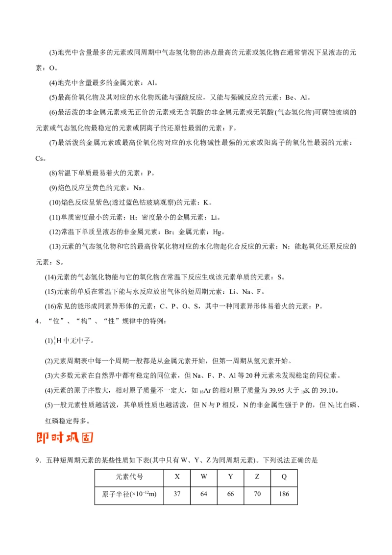 专题04物质结构和元素周期律&mdash;&mdash;备战2021年高考化学纠错笔记（学生版）_05高考化学_新高考复习资料_2023年新高考资料_一轮复习_2023年新高考大一轮复习讲义