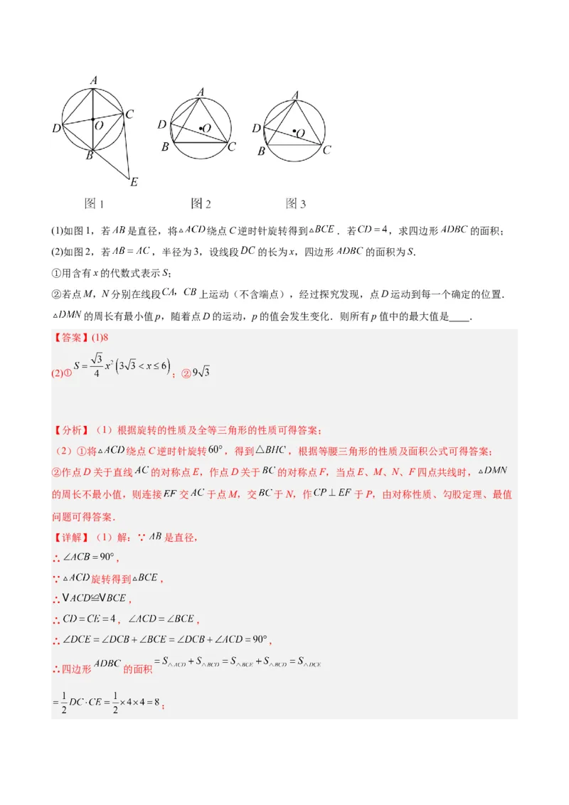 专题20圆中最值问题专训（九大题型）（解析版）_初中数学人教版_9下-初中数学人教版_07专项讲练_2023-2024学年九年级数学全册重难点专题提升精讲精练（人教版）_九年级上册