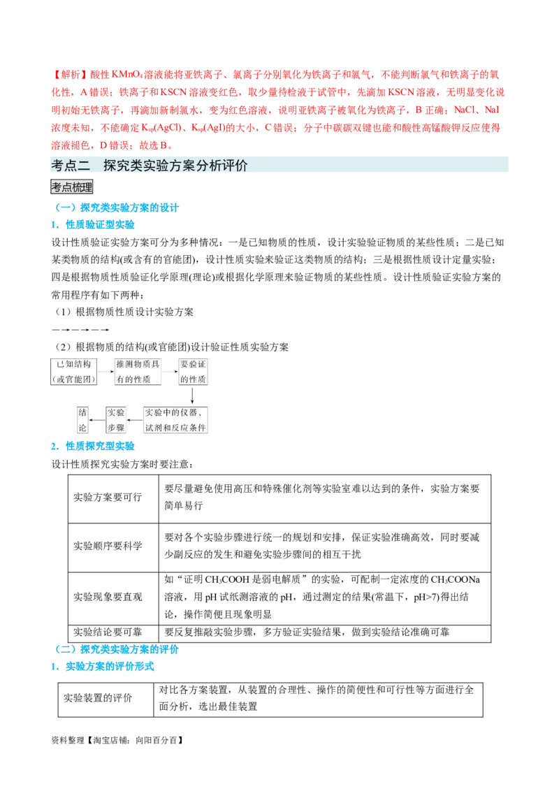 专题07实验的设计与评价-实验攻略备战2024年高考化学实验常考知识点全突破（解析版）_05高考化学_新高考复习资料_2024年新高考资料_❤专项复习资料_教师版（含答案解析）