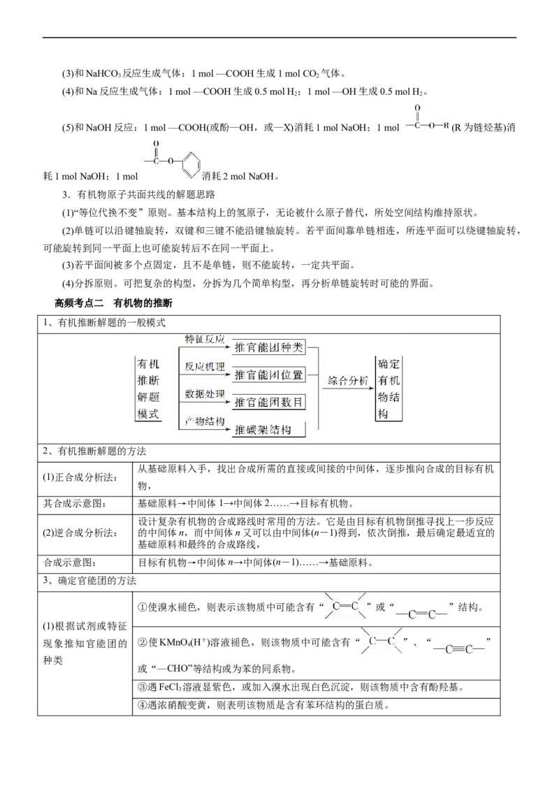 专题14有机化学基础（讲）（教师版）_05高考化学_通用版（老高考）复习资料_2023年复习资料_二轮复习_2023年高考化学二轮复习讲练测（全国通用）