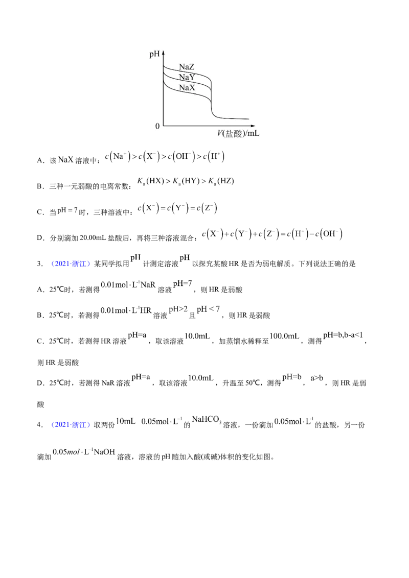 专题10水溶液中的离子平衡&mdash;&mdash;三年（2020-2022）高考真题化学分项汇编（新高考专用）（原卷版）_05高考化学_新高考复习资料_2023年新高考资料_专项复习