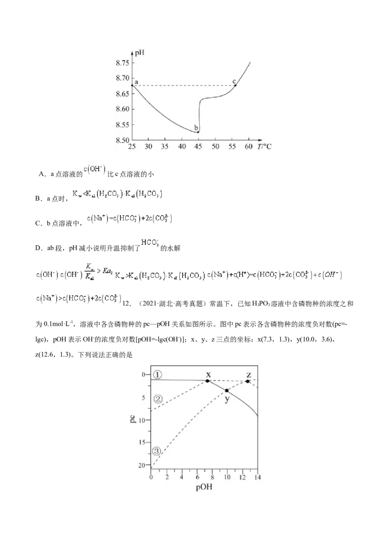 专题10水溶液中的离子平衡&mdash;&mdash;三年（2020-2022）高考真题化学分项汇编（新高考专用）（原卷版）_05高考化学_新高考复习资料_2023年新高考资料_专项复习