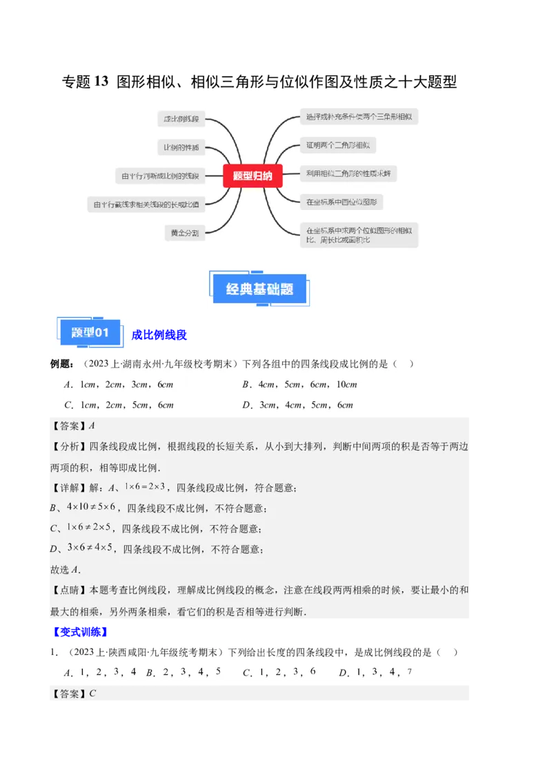 专题13图形相似、相似三角形与位似作图及性质之十大题型（解析版）_初中数学人教版_9上-初中数学人教版_06习题试卷_7期中期末复习专题