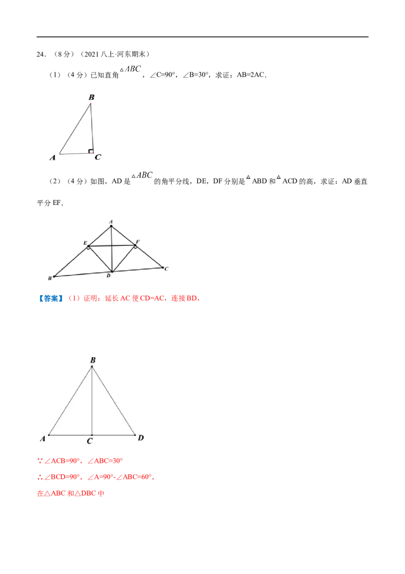 专题09含30&deg;角的直角三角形（解析版）_初中数学人教版_8上-初中数学人教版_旧版_07专项讲练_挑战压轴题八年级数学上册压轴题专题精选汇编（人教版）