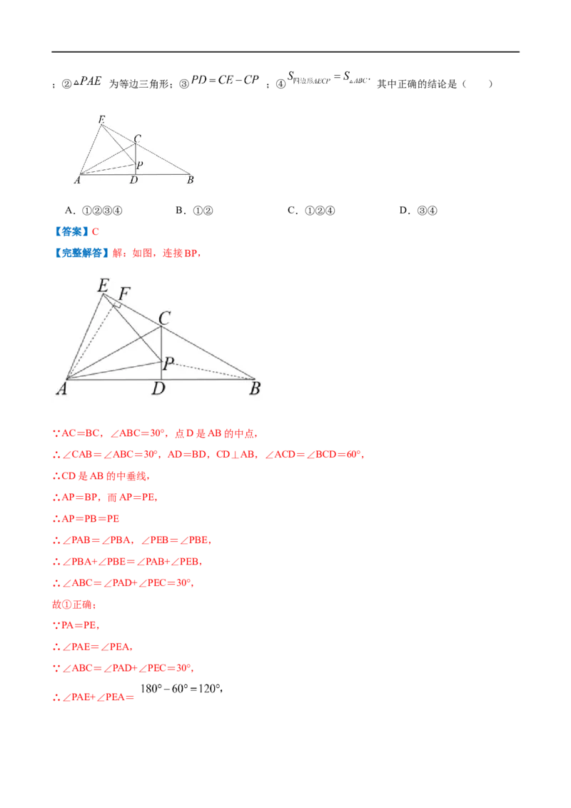 专题09含30&deg;角的直角三角形（解析版）_初中数学人教版_8上-初中数学人教版_旧版_07专项讲练_挑战压轴题八年级数学上册压轴题专题精选汇编（人教版）