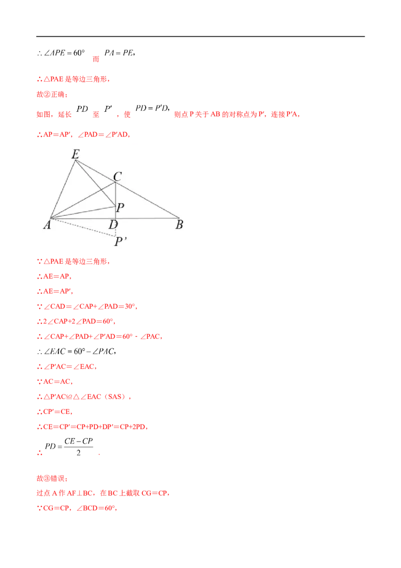 专题09含30&deg;角的直角三角形（解析版）_初中数学人教版_8上-初中数学人教版_旧版_07专项讲练_挑战压轴题八年级数学上册压轴题专题精选汇编（人教版）