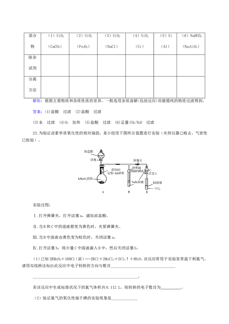 专题8硅氯及其化合物_05高考化学_新高考复习资料_2023年新高考资料_专项复习_2023高考化学复习15个专题合格演练测评（word版）