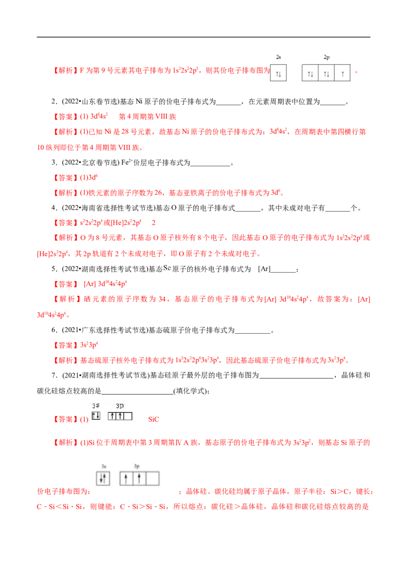 专项38核外电子排布规律（解析版）_05高考化学_新高考复习资料_2023年新高考资料_专项复习_2023年高考化学热点专项导航与精练（新高考专用）