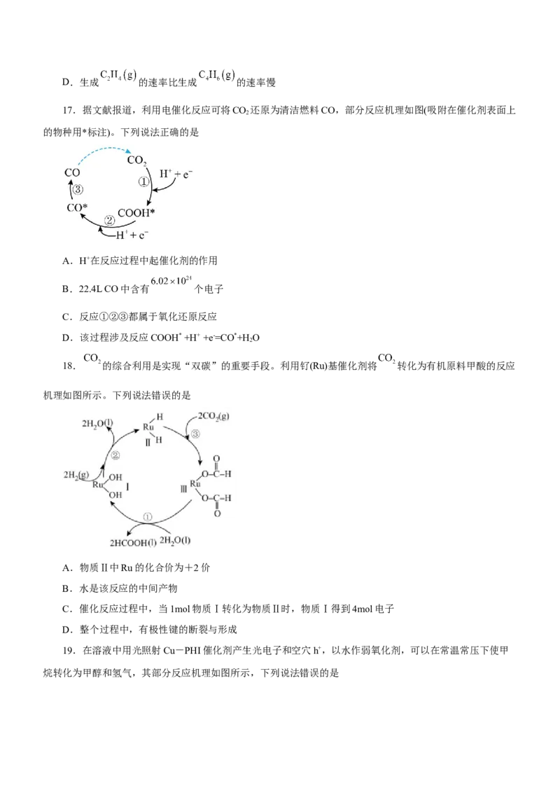 专题12化学反应机理（练）-2023年高考化学二轮复习讲练测（新高考专用）（原卷版）_05高考化学_新高考复习资料_2023年新高考资料_二轮复习