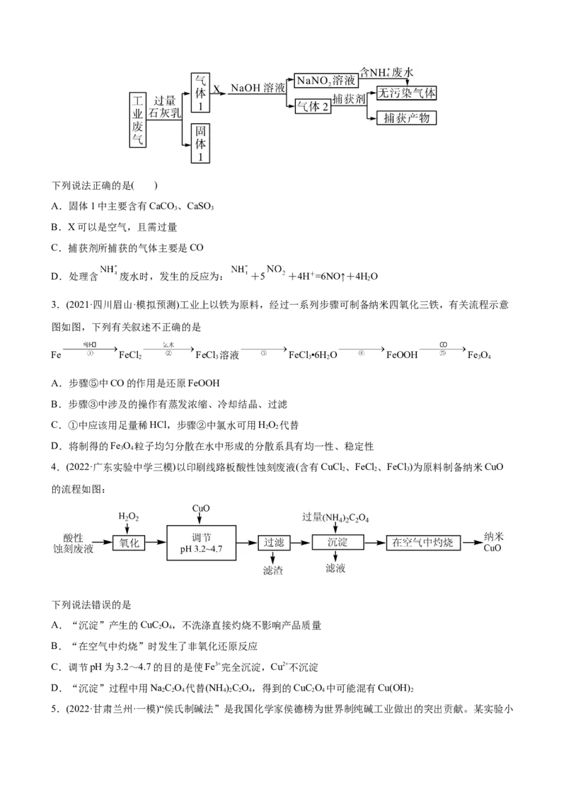 专题13物质的反应和转化-2022年高考真题和模拟题化学分专题训练（学生版）_05高考化学_2024年新高考资料_1.2024一轮复习_赠2022年高考化学真题与模拟题分类训练
