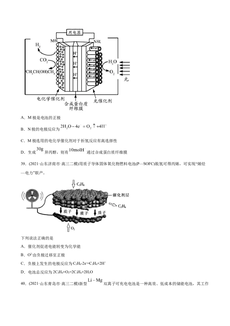专题08电化学及其应用-2021年高考化学真题与模拟题分类训练（学生版）_05高考化学_新高考复习资料_2023年新高考资料_一轮复习_2023年新高考大一轮复习讲义