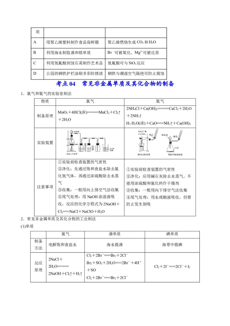 专题09金属和非金属元素及其化合物（专讲）-瞄准2023年高考化学二轮专题考点抢分计划（原卷版）_05高考化学_新高考复习资料_2023年新高考资料_二轮复习