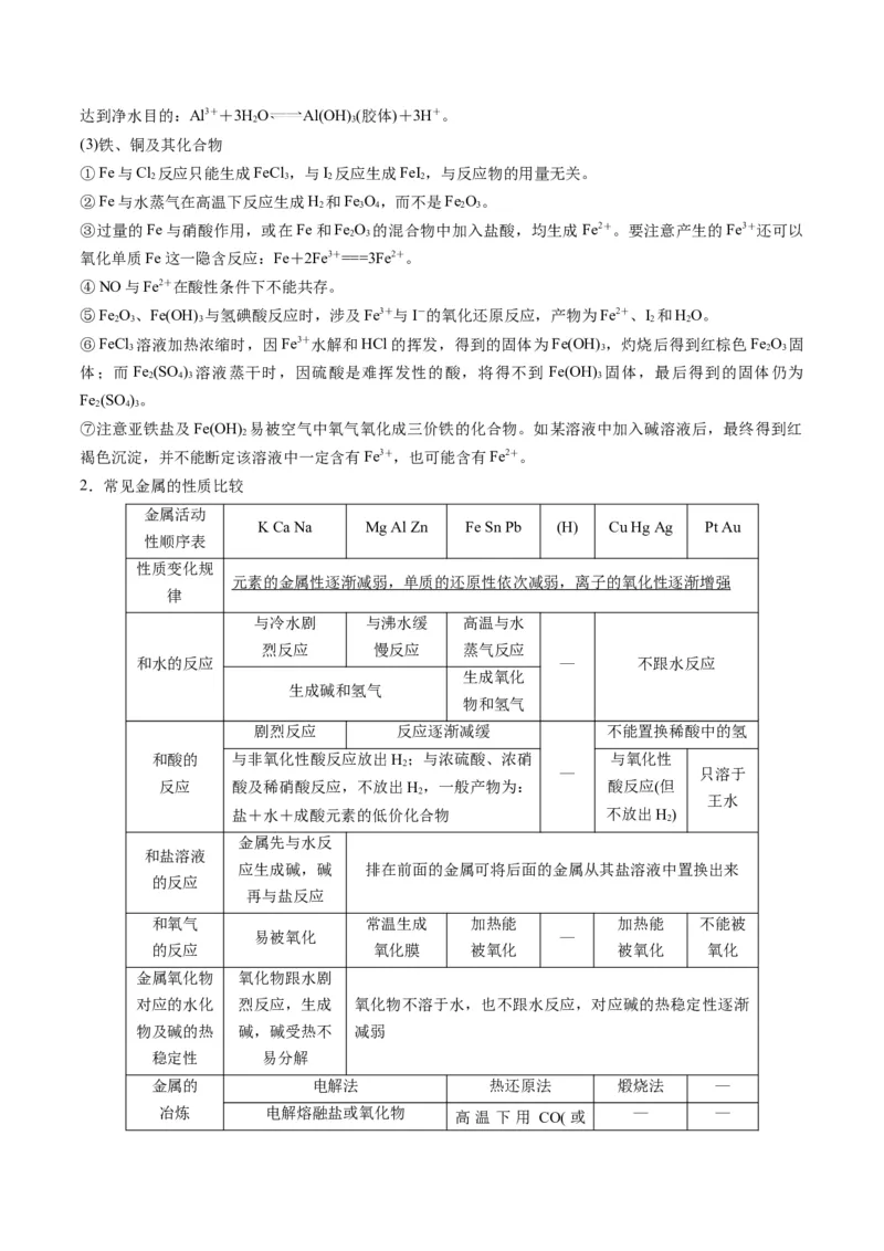 专题09金属和非金属元素及其化合物（专讲）-瞄准2023年高考化学二轮专题考点抢分计划（原卷版）_05高考化学_新高考复习资料_2023年新高考资料_二轮复习