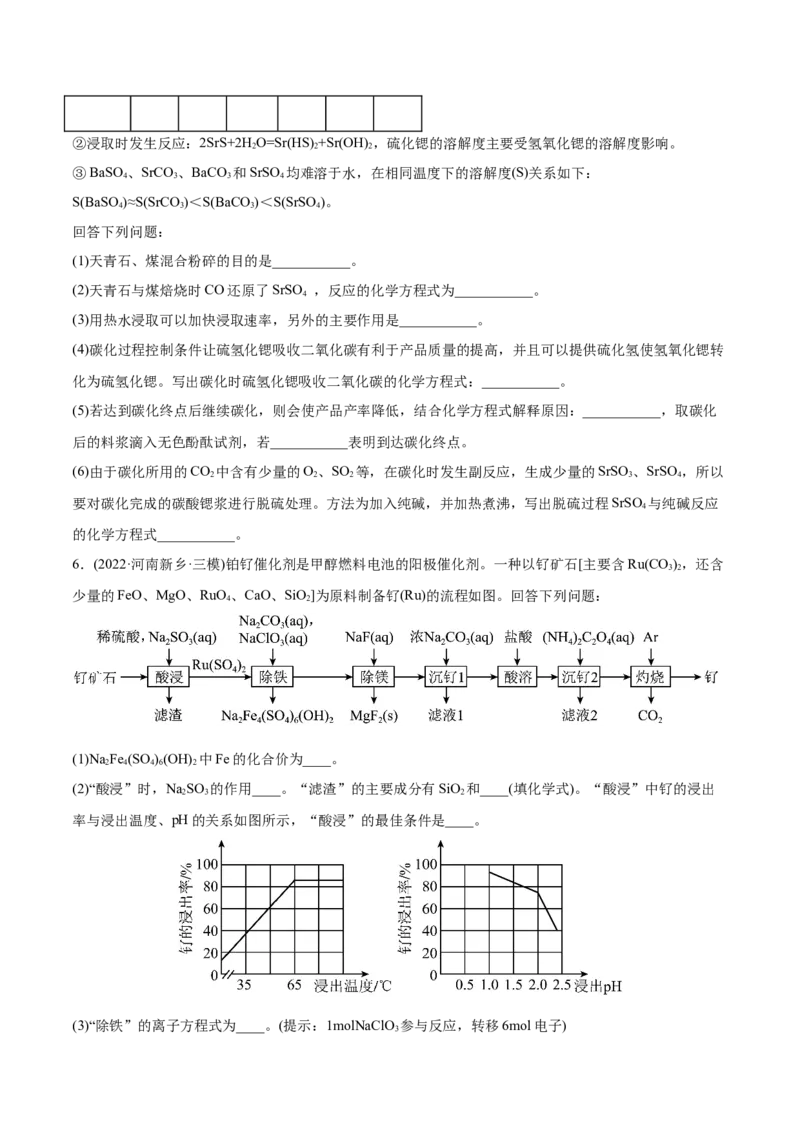 专题15工艺流程综合题-2022年高考真题和模拟题化学分专题训练（学生版）_05高考化学_2024年新高考资料_1.2024一轮复习_赠2022年高考化学真题与模拟题分类训练