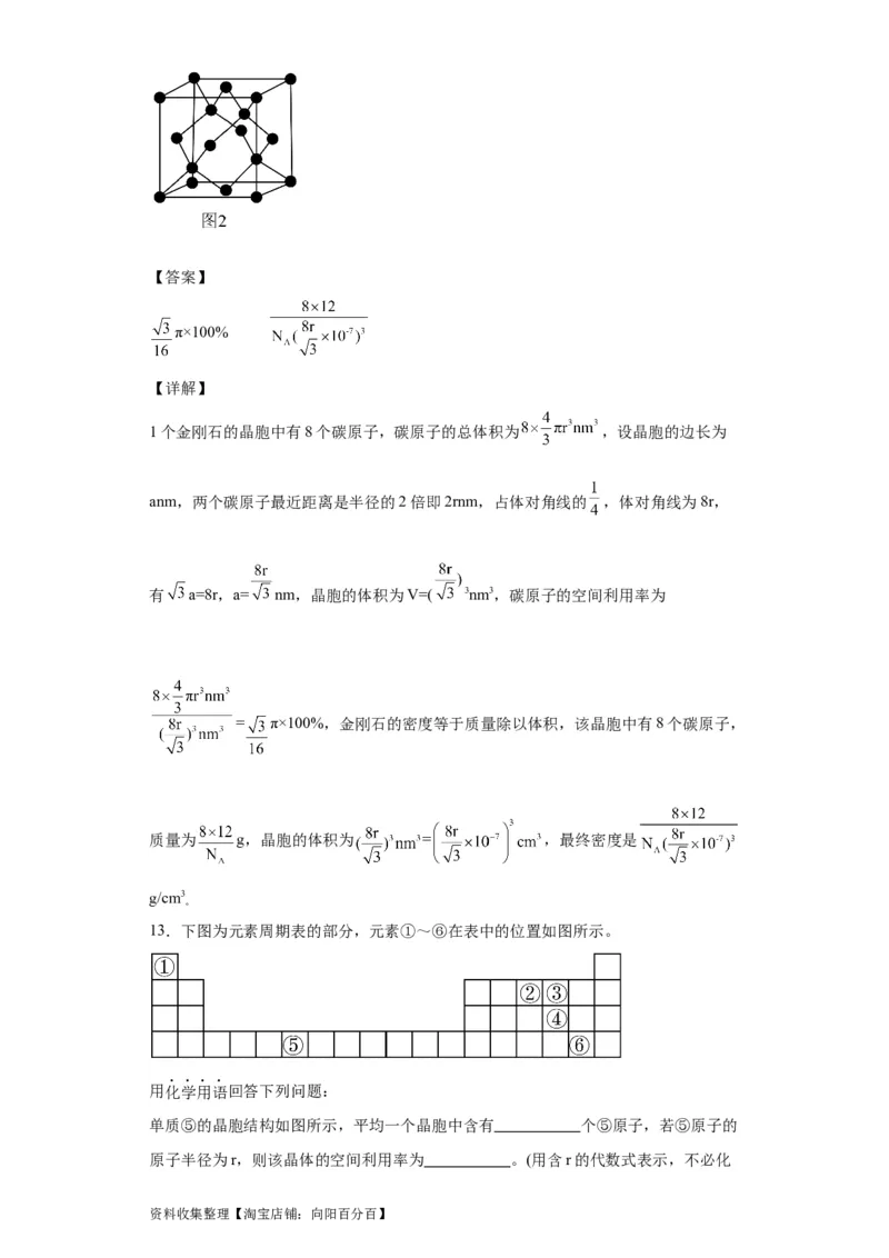 专项训练晶胞中原子空间利用率的计算（解析版）_05高考化学_新高考复习资料_2024年新高考资料_一轮复习资料_2024届高三化学一轮复习&mdash;专项训练