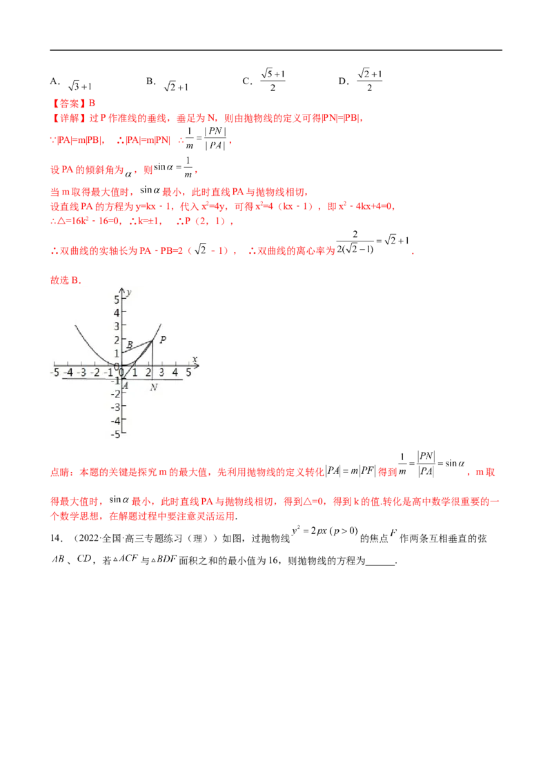 考点8-4抛物线及其性质(文理）-2023年高考数学一轮复习小题多维练（全国通用）（解析版）_2.2025数学总复习_赠品通用版（老高考）复习资料_一轮复习