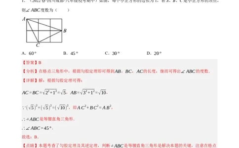 专题17.4勾股定理与网格问题专项提升训练（重难点培优30题）-拔尖特训2023年培优（解析版）人教版_初中数学人教版_八年级数学下册_保存转存之后查看(1)_旧版-可参考_07专项讲练