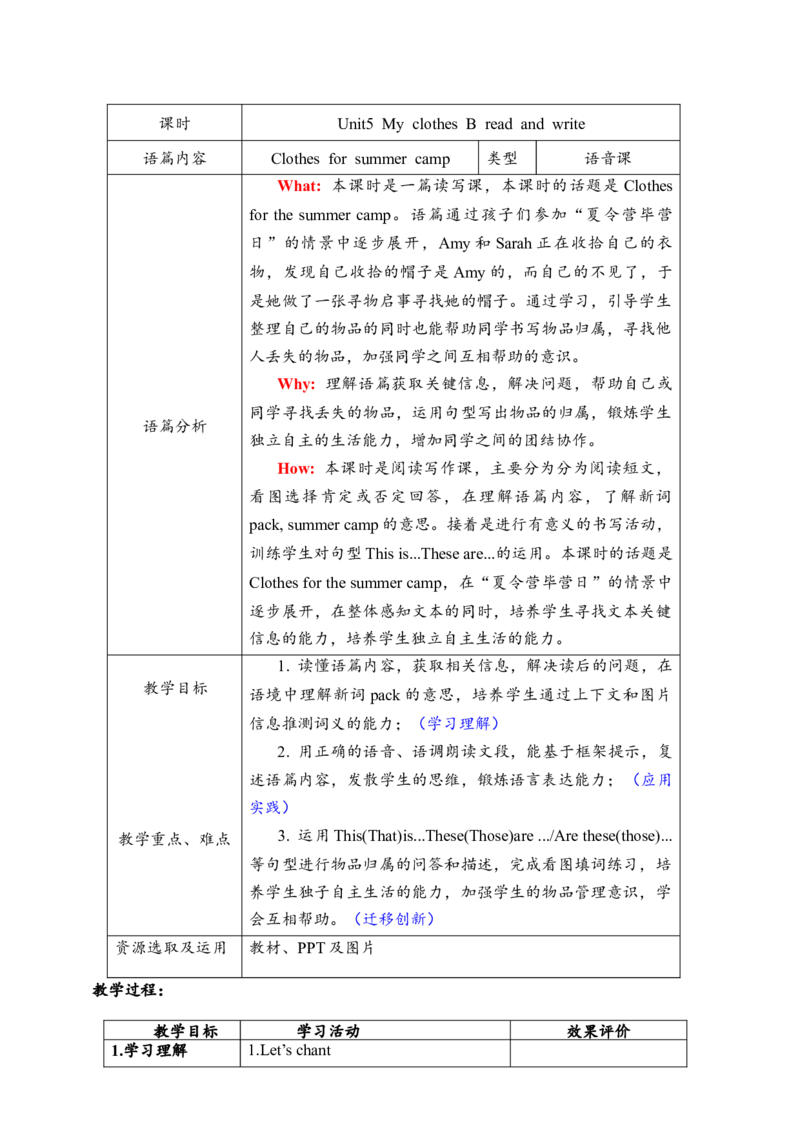 教案_2026春人教四下_29赠送其它资料_旧版四下资料包_大单元教学课件+教学设计-K58_Unit5_Unit5MyclothesBreadandwrite