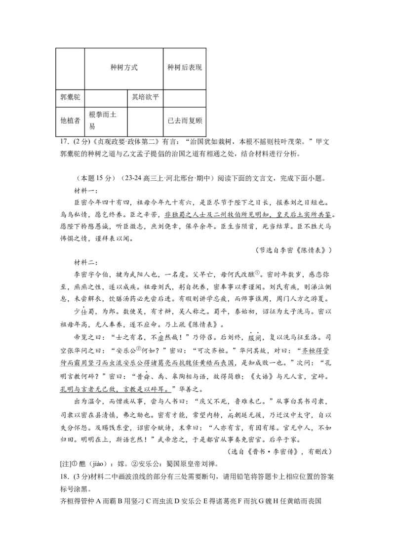 第三单元（单元检测）（A卷&bull;知识通关练）-（统编版选择性必修下册）（学生版）_高语_高中语文_选择性必修下册_知识清单