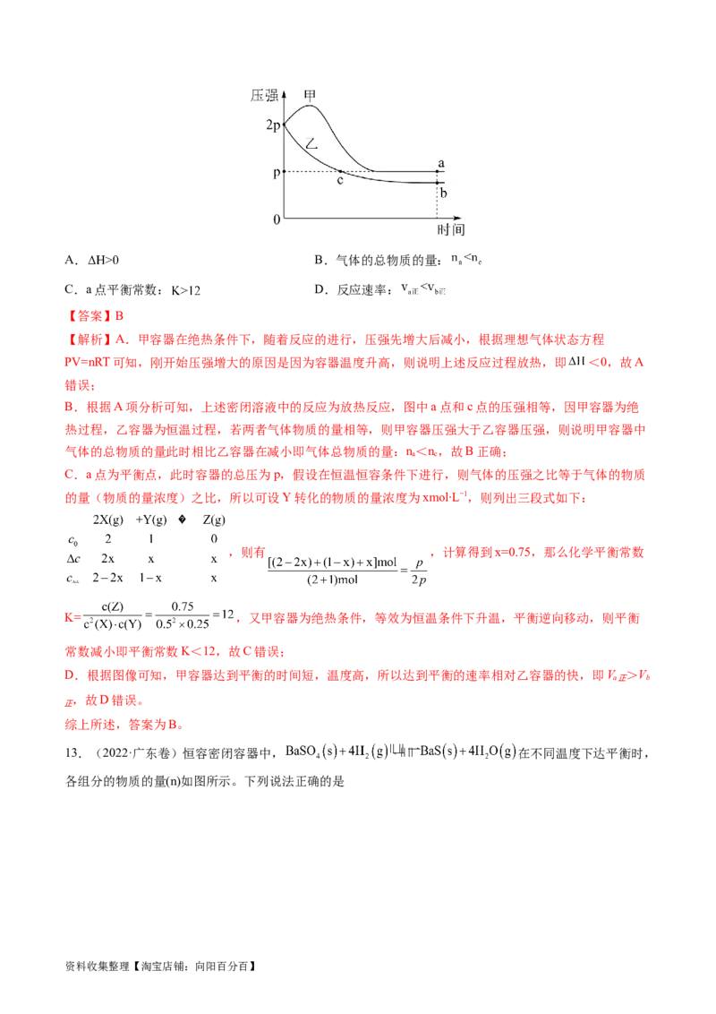 专题09化学反应速率与化学平衡-学易金卷：五年（2019-2023）高考化学真题分项汇编（全国通用）（解析版）_05高考化学_通用版（老高考）复习资料_2024年复习资料