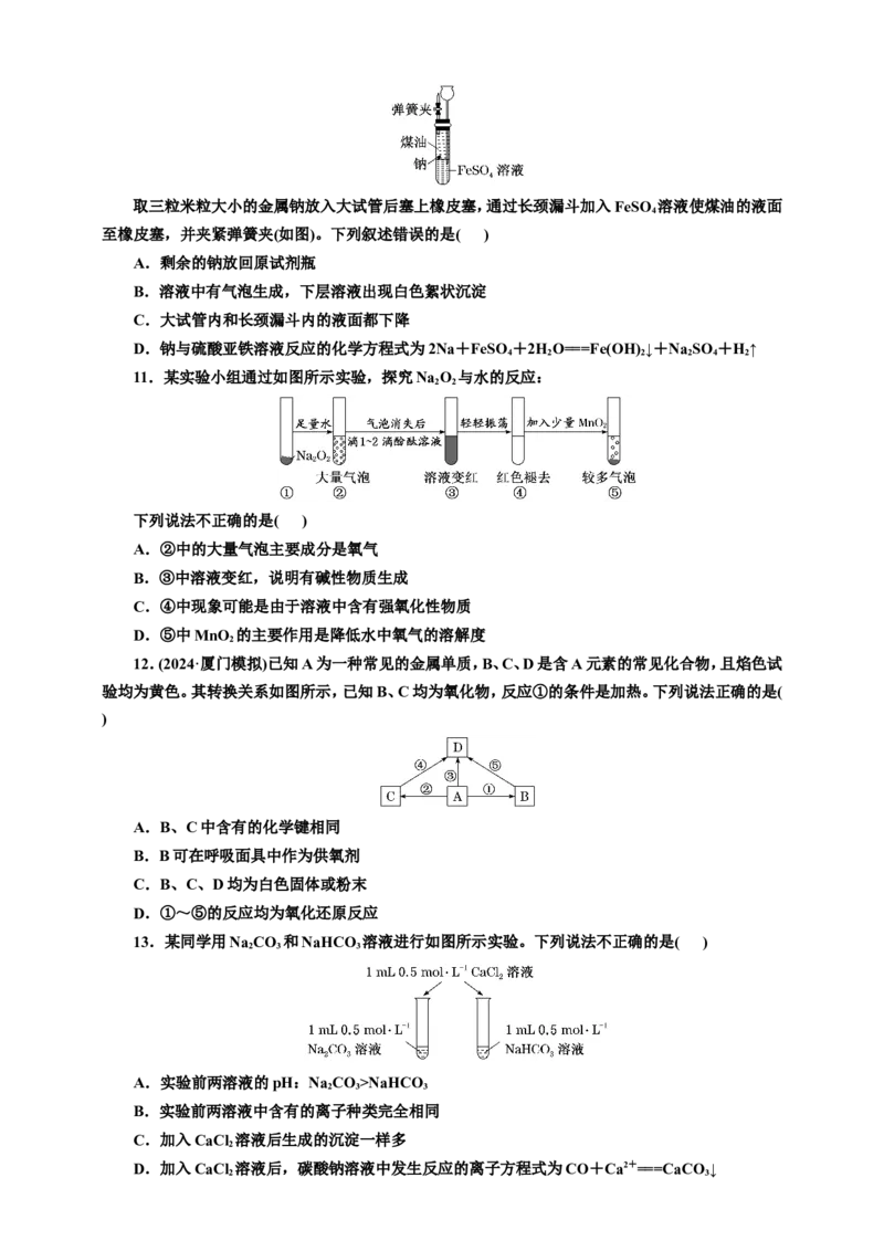 2025年高考复习化学课时检测十三：钠及其化合物的基本知能评价（含解析）_05高考化学_2025年新高考资料_专项练习_2025年高考复习化学课时检测（含解析）（完结）