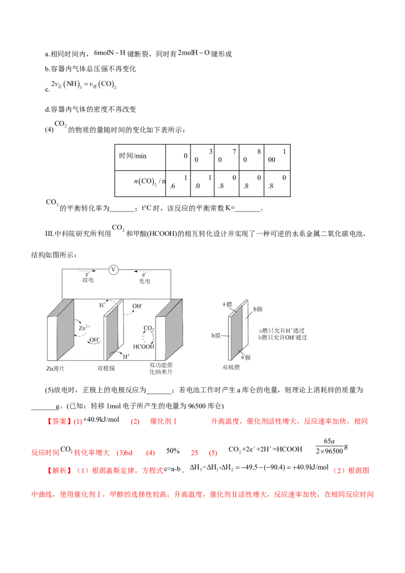 专题15化学反应原理综合题（测）-2023年高考化学二轮复习讲练测（新高考专用）（解析版）_05高考化学_新高考复习资料_2023年新高考资料_二轮复习