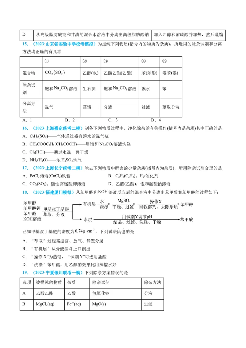 专题03物质的分离与提纯-实验攻略备战2024年高考化学实验常考知识点全突破（原卷版）_05高考化学_新高考复习资料_2024年新高考资料_❤专项复习资料