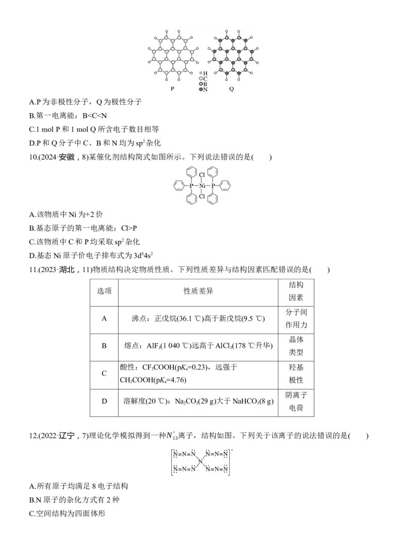 专题三　选择题专攻1　物质结构与性质应用推理集训淘宝店：红太阳资料库_05高考化学_2025年新高考资料_二轮复习_2025年高考化学大二轮_2025化学二轮复习_大二轮专题复习