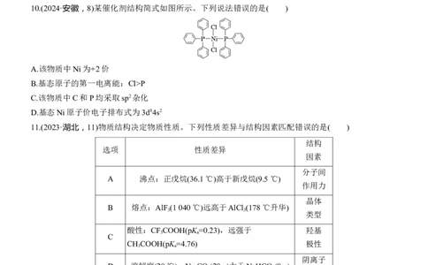 专题三　选择题专攻1　物质结构与性质应用推理集训淘宝店：红太阳资料库_05高考化学_2025年新高考资料_二轮复习_2025年高考化学大二轮_2025化学二轮复习_大二轮专题复习